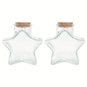 TEMU 유리 보관병 2개 세트 - 별 모양 투명 유리병, 소형 DIY 매달기 병, 코르크 포함, 소원 표현용 드리프트 메시지 작은 병, 선물 포장,홈 데코,장식용 병,매달린 장식,섬세한 유리제품,손세탁만 가능,소형 용기,홈 정리용품,공예 애호가