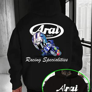 TEMU 남성용 아라이 모터사이클 로고 후드 스웨트셔츠 - 레이싱 브랜드 리플리카, 겨울용 소프트 모터사이클 자켓 느낌의 풀오버, 아이코닉 아라이 헬멧 디자인의 루즈핏 캐주얼 후디, 세탁기 사용 가능 (모터바이크 애호가 의류)