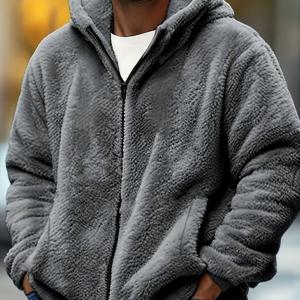 TEMU 남성용 겨울 산호 양털 재킷 - 풀 지퍼 클로저의 보온 지퍼업 코트, 넉넉한 핏의 후드 아우터, 추운 날씨, 캐주얼 및 야외 활동, 겨울 재킷, 추운 날씨 의류, 스포티한 디자인, 튼튼한 구조, 남성 가을 자켓, 가을잠바, 남자가을자켓, 자켓 남성, 남성 재킷, 남성