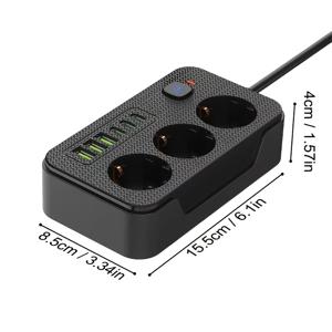 TEMU 새로운 멀티 기능 전원 보드/다공 충전기, 1개 전원 보드 (3AC+3USB-A+3Type-C), 메인 스위치 포함, 2미터 전원 연장 코드 장착, 가정 및 사무실용, 홈 파워 스트립,슬림한 충전기 블록,모던 파워 스트립,신뢰할 수 있는 전원 어댑터,튼튼한 연장 코드,스마트 전력 관리,USB 멀티탭,멀티디바이스 소유자,기술 애호가