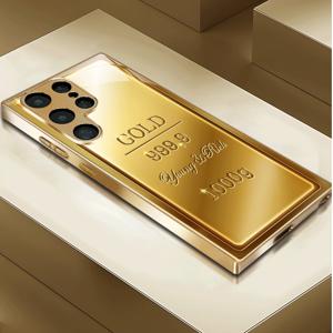 TEMU 고급 강화 유리 폰 케이스, 럭셔리 골든 바 디자인, 삼성 갤럭시 A14 5G, A15, A51, A52, A53, S21, S22 등 다양한 모델과 호환. 이 스타일리시하고 독특한 커플 세트는 충격 방지 기능이 있으며 매력적입니다.