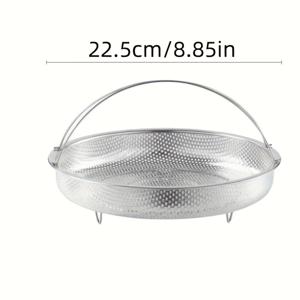 TEMU 손잡이 달린 스테인리스 스틸 찜기 바구니 - 튼튼한 올인원 팬, 식기세척기 사용 가능, 야채, 생선, 고기, 파스타용 다기능 찜기 - 상업 및 가정용 주방 - 간편한 세척 디자인, 요리용 찜기 바구니, 컴팩트 디자인