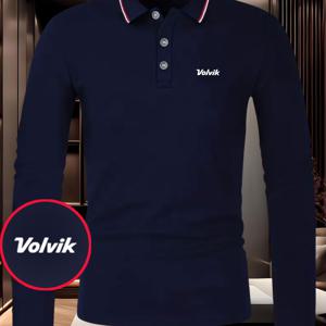 TEMU 남성용 볼빅 라이선스 로고 디자인 (볼빅 브랜딩) 레터링 버튼 칼라 셔츠 - 화이트 파이핑 & 볼빅 로고 프린트, 버튼 프론트 플래킷, 캐주얼 & 드레스웨어, 손세탁 가능 골프/스포츠웨어 (이상적인 선물) - 아니|골프웨어