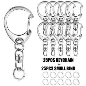 TEMU 50개 D형 랍스터 버클, 키 C 버클, 키 체인 클립, 회전 버클, 랜야드 스프링 후크, DIY 공예, 장식 선물, 키 체인, 랍스터 클로 버클 (키 체인 25개, 링 25개), DIY 공예,회전 클립,장식용 버클,내구성 있는 클립,공예 용품,DIY 취미 애호가,패션 애호가
