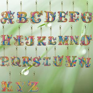 TEMU 26개 페인팅 아크릴 키체인 키트 재료 세트, 가방, 장식, 선물 상자 및 교체 가능한 선물, 공예, 키트용 26개 글자 디자인, 페인팅 키트, 아크릴 , 페인팅 아크릴 키트|보석십자수