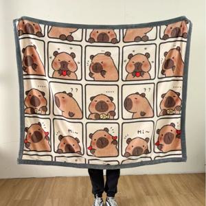 TEMU YYT 다기능 다용도 러블리 얇은 사계절 카피바라 담요 부드럽고 가볍고 편안한 귀여운 이불-피크닉, 캠핑, 낮잠, 무릎,학생,사무실, 여행, 기숙사, 침실, 소파, 차량용, 세탁기 사용 및 찢어짐 방지 가능, 크리스마스 선물