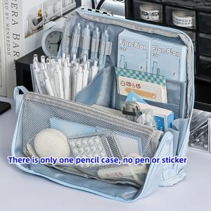 TEMU 대용량 필통 - 학교, 사무실 및 여행 필수품을 위한 다용도 수납공간이 있는 내구성 있는 패브릭 정리함, 세탁 가능한 메이크업 & 문구 보관 가방, 연필 파우치