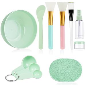 TEMU 페이스 마스크 혼합 그릇 세트, 11pcs DIY 페이스 마스크 혼합 도구 키트, 페이셜 마스크 그릇 스틱 스패출라 실리콘 브러시 스프레이 병 퍼프 담그기 병 게이지 포함