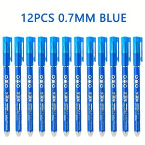 TEMU 12개 지울 수 있는 라운드 볼펜 지울 수 있는 0.7mm 롤러 볼펜 지울 수 있는 젤 펜 지우개 펜 학교 용품 사무용품 학생용