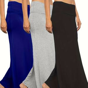 TEMU 솔리드 바디콘 맥시 스커트 3팩, 봄과 가을용 캐주얼 스커트, 여성 의류