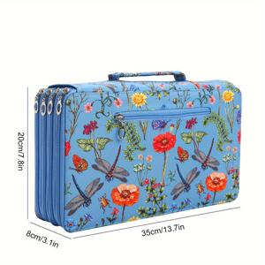 TEMU 생기 있는 나비 및 꽃 펜슬 케이스 - 200/250/300 구멍 디자인, 펜슬, 마커, 가위에 적합한 내구성 있는 천 보관 가방 - 휴대용 정리함, 사무실, 예술 용품, 나비 장식, 예술 용품 보관, 아름다운 삽화, 튼튼한 구조