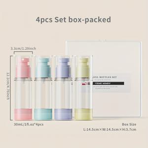 TEMU 4 개 / 세트 30ml 캔디 색상 펌프 디스펜서 진공 병 플라스틱 여행 클리어 로션 화장품 비어있는 컨테이너 화장품 스프레이 병 여행 필수품
