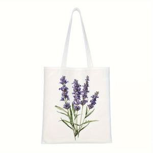 TEMU 여성용 플로랄 프린트 폴리에스터 토트백 - 고급 재사용 식료품 가방, 견고하고 스타일리시한 학교, 해변, 쇼핑용 어깨끈이 있는