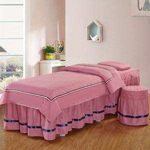 TEMU 지퍼가 달린 매트리스 케이스 포함 사계절 미용실 침대 커버 세트, 우븐 폴리에스테르, 기계 세탁 가능(3개 포함 - 베개 또는 이불 인서트 없음)