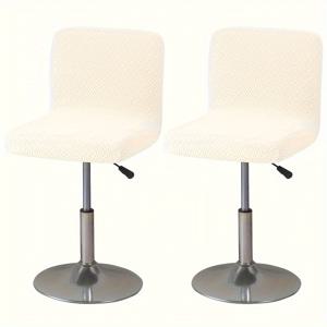 TEMU 2개 세트의 현대식 신축 의자 커버 - 바 스툴, 낮은 등받이 회전 의자용 탄성 밴드 맞춤형 시트 커버 - 내구성이 뛰어나고 세탁 가능한 폴리에스터 스판덱스 혼방, 슬립커버-그립 디자인 - 세련된 가정 및 식당 가구 보호