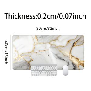 TEMU 화이트 골든 마블 대형 게이머 패드 컴퓨터 HD 데스크 매트 키보드 패드 천연 고무 미끄럼 방지 오피스 마우스패드 테이블 액세서리 남자친구/ 선물용 사이즈 35.4X15.7인치