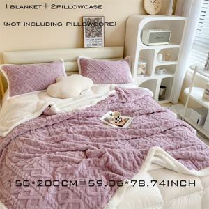 TEMU 3PCS 벨벳 플리스 따뜻한 멀티퍼포즈 침대 담요 세트, 보라색 신선한 이불 소파 커버 담요 낮잠용 벨벳 담요