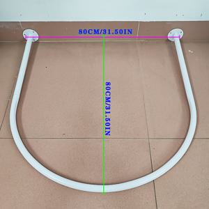 TEMU 임시 탈의실용 쉬운 설치 U자형 옷걸이 - 블랙 메탈, 전원 필요 없음