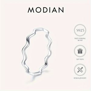 TEMU 여성용 S925 순은 웨딩 시즌 심플 웨이브 링, 패셔너블하고 차가운 스타일, 링 S925 실버 순중량: 0.71g