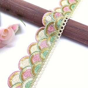 TEMU 2미터/팩, 금색 실, 컬러 레이스, 4색 파도, 물에 녹는 바코드, 한푸 청삼 액세서리, 웨빙 액세서리, 액세서리