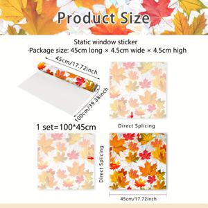 TEMU 축제 가을 잎 창문 스티커 - 45cm x 100cm, 양면, 재사용 가능, 현대적인 디자인