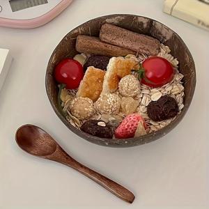 TEMU 새로운 트렌디 코코넛 쉘 볼과 스푼 세트 - 요거트와 샐러드용 창의적인 건강 디저트