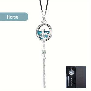 TEMU 우아한 메탈 말 & 태슬 차량용 향수 펜던트 - 세련된 디자인 감각, 핏, 고급 선물 상자 (빈 병)|향수