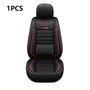 TEMU 1pc 내구성 있는 인조 가죽 자동차 시트 커버, 미끄럼 방지 및 통기성 디자인, 허리 쿠션, 쉽게 청소할 수 있는, 빨간색 액센트 - 내부 자동차 액세서리, 운전 경험을 향상시키는, 자동차 시트 커버, 차량 내부 업그레이드, 세련된 자동차 내부, 고품질 재질
