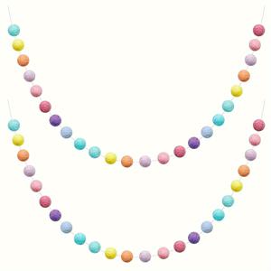 TEMU 2세트 패브릭 폼폼 가랜드 - 생일, 결혼식, 기념일을 위한 다재다능한 실내 장식; 크리스마스, 데이에 이상적 - 전기 불필요