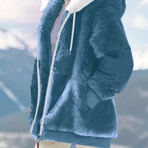 TEMU 여성용 포근한 기모 안감 후드 재킷 - 캐주얼 긴소매 지퍼업 포켓, 단색, 루즈핏, 가을/겨울에 적합, 캐주얼 아우터