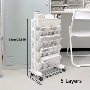 TEMU 1개 5단 이동식 플라스틱 수납 카트, 내구성 있는 현대적인 사무실 및 홈 정리대, 오픈 그리드 디자인 다목적 트롤리, 휴대용 수납장, 통풍 그릴 구조