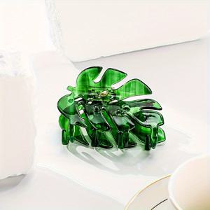 TEMU 싱글 아세테이트 잎 모양 상어 그립 칫솔 홀더 - 달콤한 그린 & 골드 악센트, 현대적인 홈 데코를 위한 내구성 있는 위생적 욕실 정리함