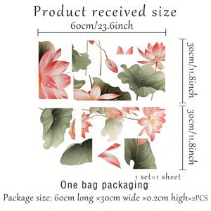 TEMU 현대적인 연꽃 벽 스티커 - 폴리염화비닐 재사용 가능한 꽃 무늬 데칼, 무광택 마감, 유리 표면용 자체 접착, 반투명 냉동 디자인, 분리 가능한 우주 테마 장방형 장식