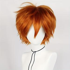 TEMU 남성용 합성 짧은 오렌지색 직모 코스프레 가발, 남녀 공용 캐주얼 파티 할로윈 발렌타인데이 추수감사절 크리스마스 음악 페스티벌 카니발 드레스업 가발