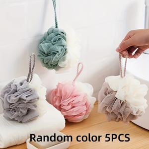 TEMU 5개 묶음의 부드러운 목욕 스펀지, 로프 손잡이, 그물망 샤워 의자, 각질 제거 바디 세척 볼, 욕실 액세서리