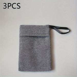 TEMU 3/5개 나일론 비누 거품 메쉬 백 더블 레이어 두꺼운 비누 가방 걸이형 샤워 젤 파우치 거품 스크러버 청소 도구