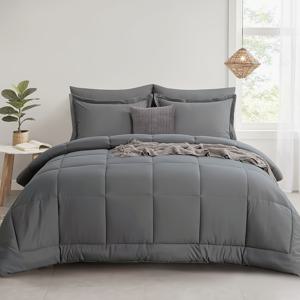 TEMU 1개 울트라 소프트 브러시드 95g 패브릭 이불 삽입 - 심플한 단색 퀼트 디자인, 세탁기 사용 가능, 사계절용 편안함 - 다크 블루/라이트 그레이/화이트 색상 (베개커버 미포함), 퀼트 이불 커버|다용도 침구 스타일|폴리에스테르 이불