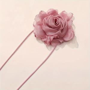 TEMU 1pc 섹시 럭셔리 폴리에스터 말린 장미 꽃 목걸이 벨트, 데일리 웨어, 봄 축제 테마, 올 시즌 착용 가능한 다재다능한 플로럴 액세서리