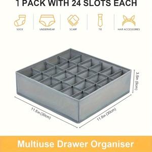 TEMU 1개 회색 비섬직물 속옷 및 양말 정리함 - 옷장 정리용 다중 통지 보관 솔루션, 정리된 레깅스, 양말 및 작은 물건에 적합, 옷장 정리기 및 보관용