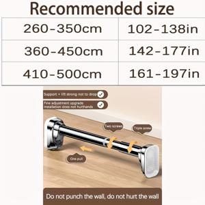 TEMU 쉬운 설치 드릴 없는 텔레스코픽 옷걸이 - 발코니, 욕실 및 옷장용 다용도 - 튼튼한 금속 구조, 고정형, 커튼 로드, 벽걸이|수건|커튼봉|샤워커튼