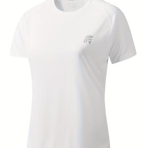 TEMU 필라롤라 여성용 퀵드라이 애슬레틱 티셔츠 - 옐로우 로고, 반팔 라운드넥 논스트레치 수영 & 탑, 수영, 서핑, 헬스용 - 여름 아웃도어 액티브웨어 (세탁기 사용 가능)