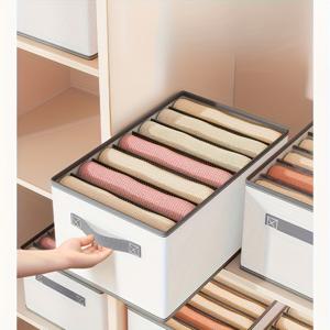 TEMU 1개/2개/3개/4개/5개 8그리드 옷장 정리함, 손잡이가 있는 접이식 천 스토리지 박스, 옷과 바지용 서랍형 옷장 정리함