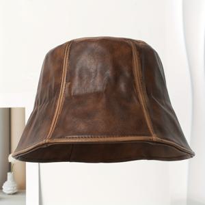 TEMU 뉴 PU 가죽 낚시꾼 모자 야외 라이트 럭셔리 패션 선쉐이드 안티에이징 덕빌 모자 인터넷 유명인 모자 여성용|벙거지모자