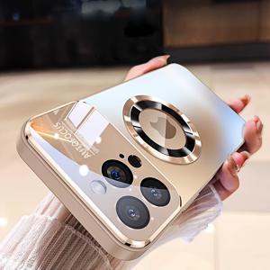 TEMU 아이폰 16 15 14 13 12 프로 맥스 플러스 11용 럭셔리 티타늄 메탈릭 컬러 매트 자석 무선 충전 폰 케이스, 대형 창문 유리 렌즈 카메라 보호 충격 방지 뒷면 커버