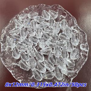 TEMU 4x6mm/200개 6x8mm/100개 8x12mm/50개 흰색 물방울 모양 직선 구멍 유리 컷 표면 루스 비즈, DIY 주얼리 만들기, 공예 및 패션 액세서리에 적합 - 창의적인 프로젝트 및 수제 선물 액세서리에 매우 적합