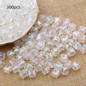 TEMU 300개입 10mm 아크릴 사각형 AB 컬러 비즈 워터 큐브 도금 컬러 비즈 DIY 자동차 펜던트 액세서리 주얼리 액세서리