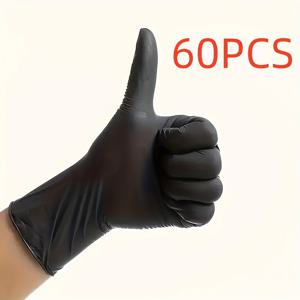 TEMU 초고강도 니트릴 일회용 장갑, 고품질 블랙 장갑 – 캠핑, 여성 야외 활동, 청소, 타투, 헤어 염색, 펫 케어 및 뷰티 트리트먼트에 완벽