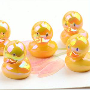 TEMU 5개 귀여운 노란 오리 아크릴 비즈, 19x24mm - DIY 주얼리, 팔찌, 열쇠고리 및 공예에 완벽함