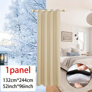 TEMU 1개 겨울용 단열 커튼 - 440GSM 고중량 3겹 차단, 상부 그로밋 설치, 침실 & 파티오 문용 100% 폴리에스터, 모던 홈 데코, 현대적 창문 커버, 내구성 있는 창문 커튼