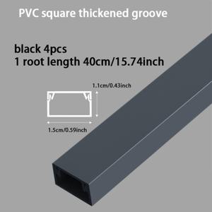 TEMU 4팩 PVC 케이블 트레이, 40cm 자체 접착식 오픈 설치, 보이지 않는 네트워크 케이블 채널, 장식 예술 작품 광섬유 콘덕트 박스